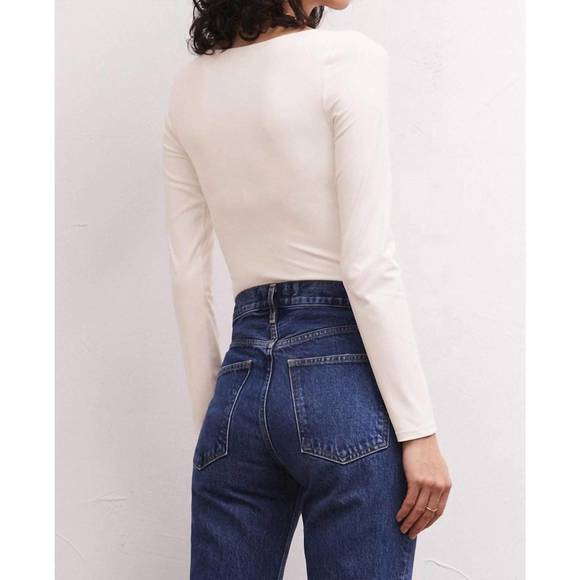 NEW Z SUPPLY so smooth v-neck bodysuit in white - Picture 2 of 4